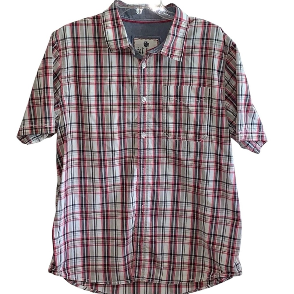 FAT FACE United Kingdom Short Sleeve Plaid Casual Button Up Shirt Mens XL